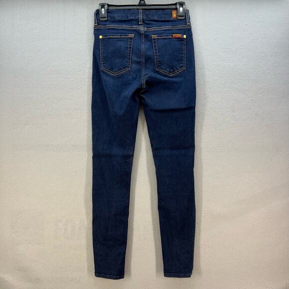 7 For All Mankind Jean Women's 25 (2) Dark Blue The High Waist Ankle Skinny - Picture 2 of 16